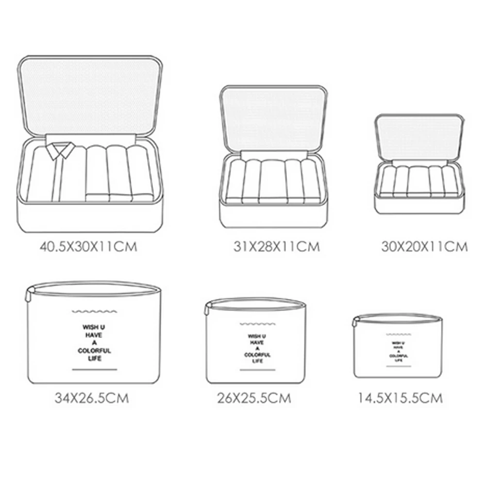 6 шт./компл. дорожные сумки для хранения одежды куб для упаковки багажа Органайзер с карманами