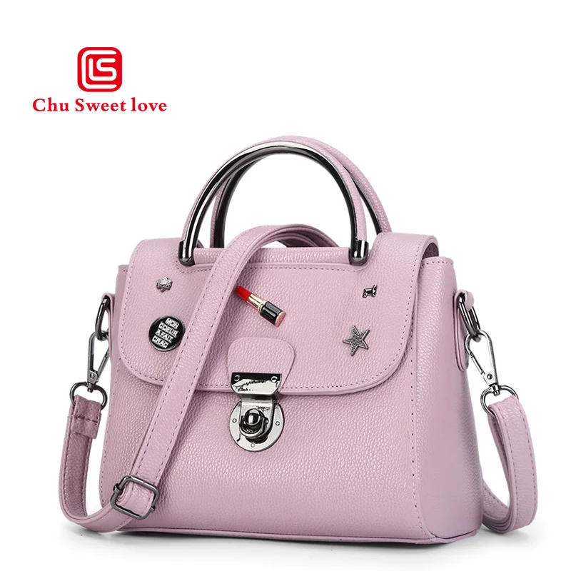 

New leather female bag lady lock models selling Korean single shoulder bag with decorative function lock opening handbag