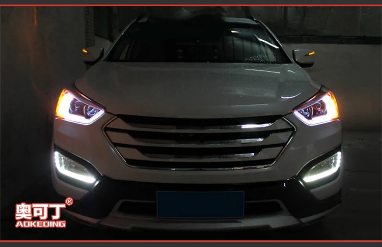 AKD тюнинговые Автомобильные фары для hyundai ix45 Santa fe Santafe 2013 светодиодные фары DRL ходовые огни биксеноновые фары противотуманные ангельские глазки