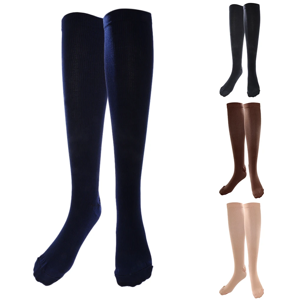 1 Pair Anti-Fatigue Unisex Compression Socks Knee High Stockings Leg Calf Compression Support Socks Navy L