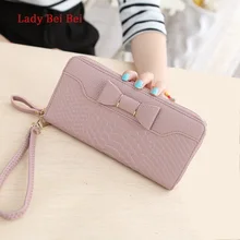 Elegantní dámská peněženka dlouhá 20 cm s mašličkou