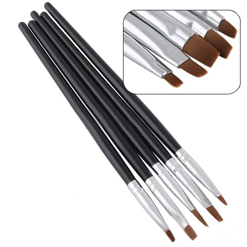 5PC Nail Art Tool Set Acrylic UV Gel Salon Pen Flat Brush Kit Dotting For Decorations Beauty Tools Polish Brushes 2020|set nail art|set nailnail set