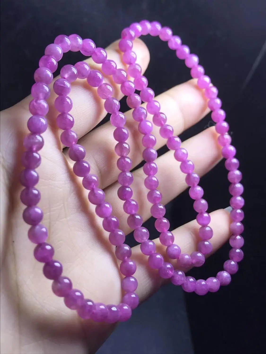 

Geuine Natural Red Pink Tourmaline Quartz Crystal Gems Clear 5mm Round Bead Stretch Woman 3 Laps Beads Bracelets Necklace AAAAA