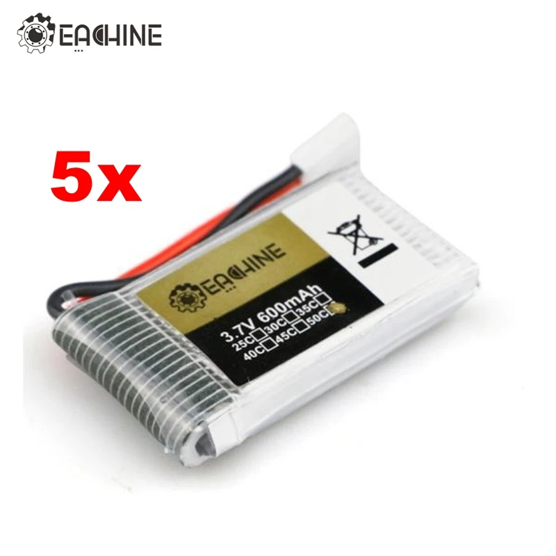 5X Eachine 3,7 V 1S 600 мА/ч, 50C Lipo Батарея для Eachine QX90 QX95 QX80 QX70 FB90 QX100 EX105 EX110 RC DIY Сделай Сам квадролет с дистанционным управлением с видом от первого лица Квадрокоптер