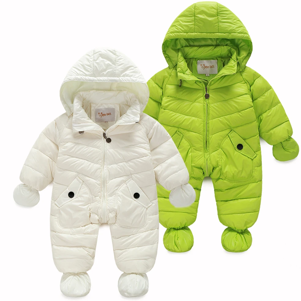 

boy and girl baby out in winter cold and warm climb clothes baby clothing conjoined down service thickened infant snowsuit