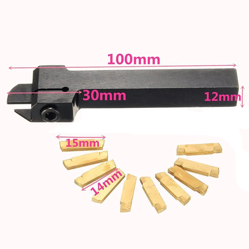 Mayitr 1pc MGEHR1212-2 Tool Holder Boring Bar with 10pcs MGMN200-G Inserts and Wrench For Lathe Turning Tools