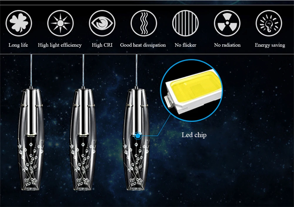 Современные скандинавские светодиодные подвесные светильники, стеклянная лампа, креативная Хрустальная Подвесная лампа, домашний декор, освещение для бара, Светильники для шампанского/прозрачного стекла