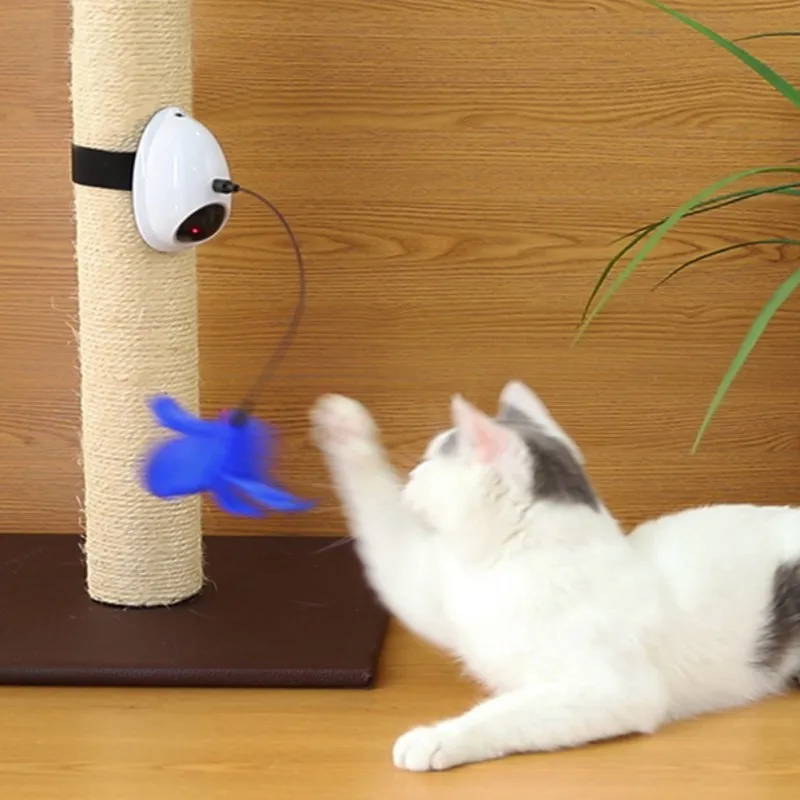 Автоматический питомец кошка электрические игрушки с пером Кошка Интерактивная игрушка для котенка градусов самовращающийся шар