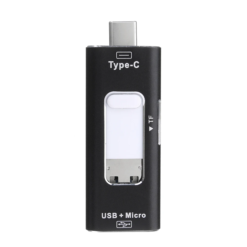 Черный Bakeey 3 в 1 type C USB Micro USB OTG адаптер с TF картой Micro SD кард-ридер для мобильного телефона планшета ПК конвертер adaptador - Цвет: Черный