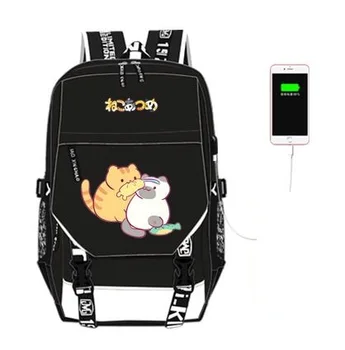

Japan Game Neko Atsume Nylon Backpack Casual School Bags Preppy Style Large Capacity Travel Computer Bags