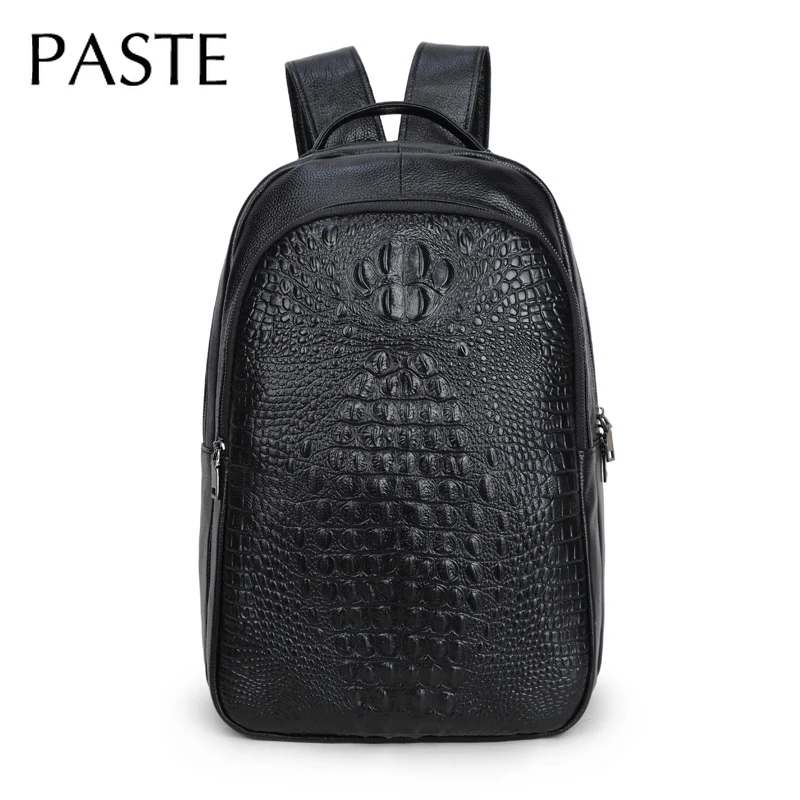

Chic Men's Cow Leather Backpack Embossing Crocodile Pattern Luxury Exquisite Laptop School Bag Genuine Leather Male Bagpack