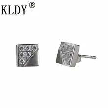 KLDY Женские квадратные серьги с кристаллом корейский Серебряный маленькие серьги Модные Простые Ювелирные изделия из нержавеющей стали для мужчин