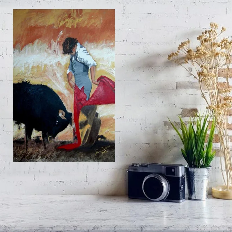 На заказ холст Настенный декор принт Испания Bullfighting плакат ткань настенная шелковая ткань плакаты и принты домашний декор живопись