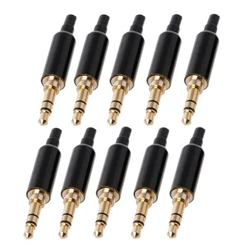 

10 Pcs/1 Set 3.5 mm Plug Audio Jack 3 Pole Gold Plated Earphone Adapter Socket for DIY Stereo Headset Headphone for Repair