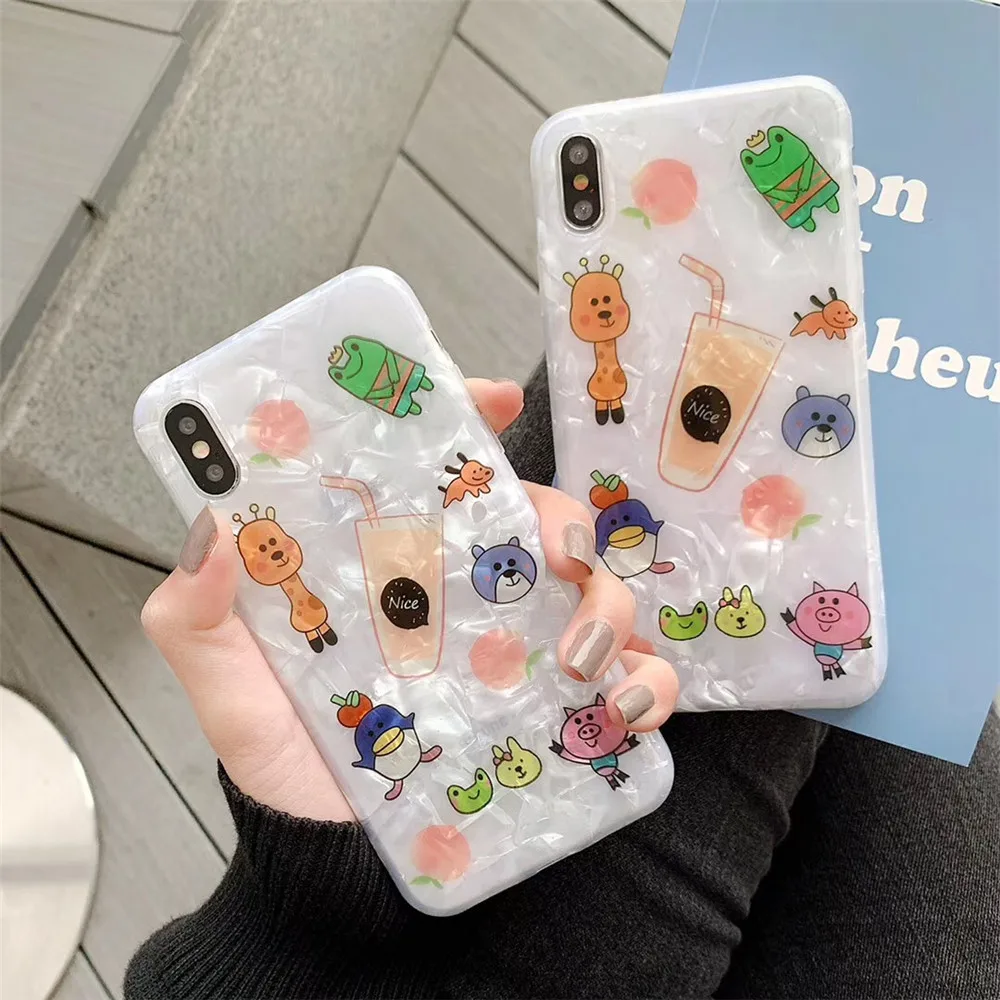

Shell Pattern Soft Phone Case for IPhone X XS Max XR Animal Giraffe Cute Cover for IPhone 7 8P 6 6s Plus Simple Protective Cases