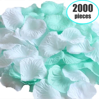 

2000 pcs/lot Mint Green and White Artificial Silk Rose Petals Wedding Confetti Mixed Color Petals wedding Valentine's Party