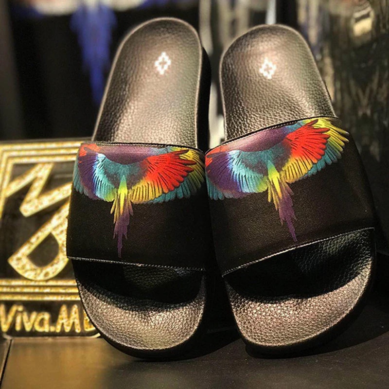 

GIFT BOX !! MB MARCELO BURLON RAINBOW WING SLIPPERS MEN & WOMEN SHOES FLIP FLOP 2018 LATEST MODELS 36-45 SIZE SOCKS