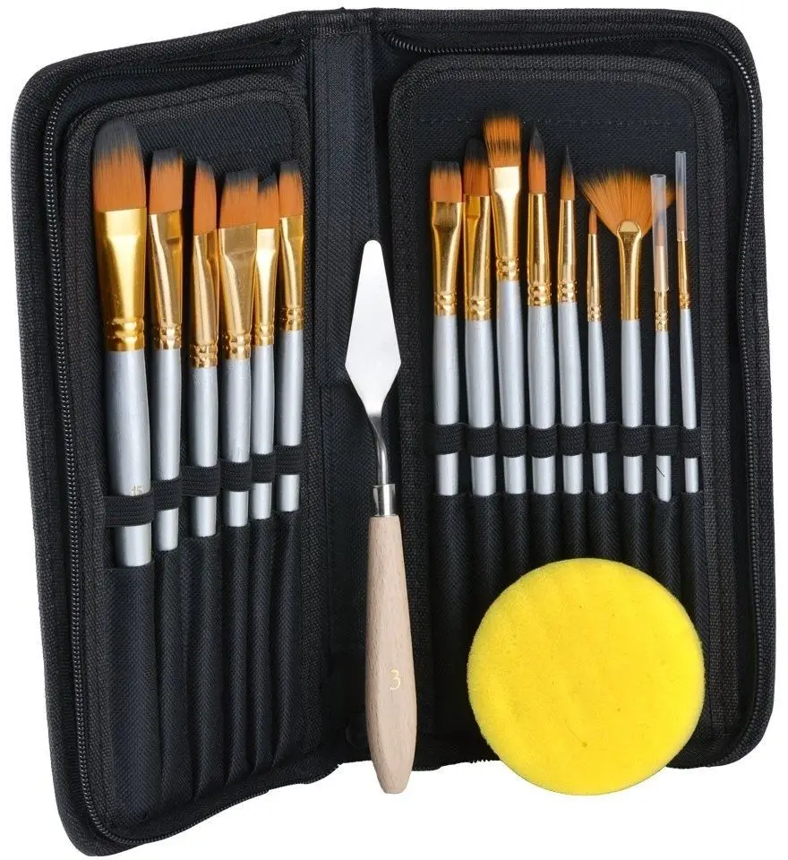 

15pcs/set Watercolor Artist Sponge Painting Knife Different Shapes Acrylic Wood Handles Body Paint Oil