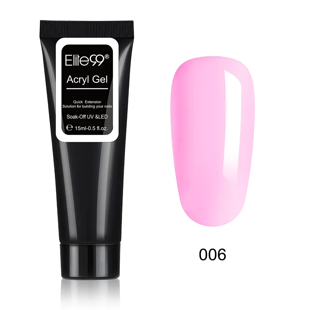 Elite99 15 мл полигель розовый белый металл с прозрачными кристаллами УФ акриловый гель для наращивания ногтей - Цвет: 006Light Pink