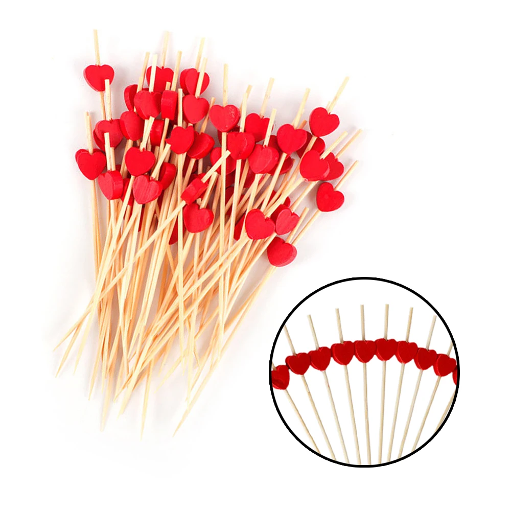 100PCS 12cm Disposable Bamboo Fruit Dessert Cake Sign Cocktail Picks Cute Toothpick Food Sticks Buffet Cupcake Toppers Party