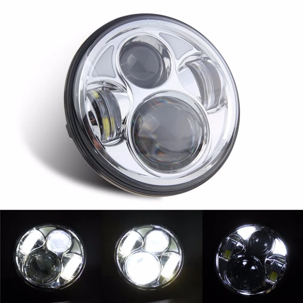 

Chrome 5-3/4" 5.75 inch Motorcycle LED Projector Headlight Halo DRL For Harley Headlamp Spotlight Driving Light