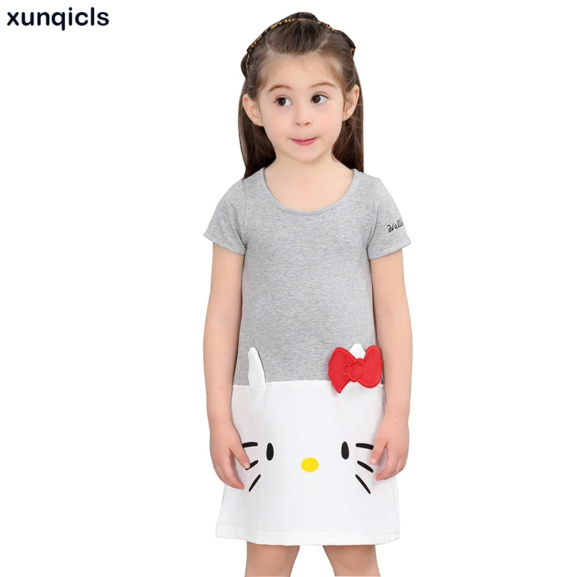 Xunqicls Новое поступление, детская одежда для Обувь для девочек принцесса Платья для женщин летние детские с коротким рукавом мультфильм