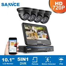 SANNCE 4CH 1080N HD 10,1 дюймов дисплей DVR 4 шт 1.0MP 720P купольные камеры для видеонаблюдения система ночного видения Система видеонаблюдения комплект