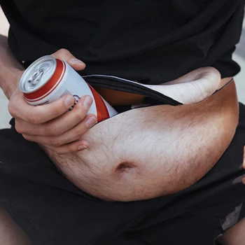 

Creative Faux Leather Dad Bod Potbelly Waist Bag 3D Beer Fat Belly Pack Pouch