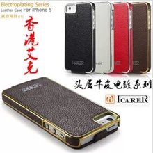 For iphone 5 cases Luxury Original Electroplating Series for iphone 5 s genuine leather case capa for iphone 5s Flip Thin Cover