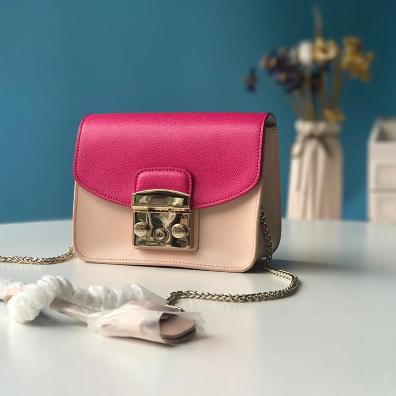 

2019 fashion leather crossbody bag Colorblock shoulder bag handbag, ladies Messenger bag designer bag brand luxury lapel