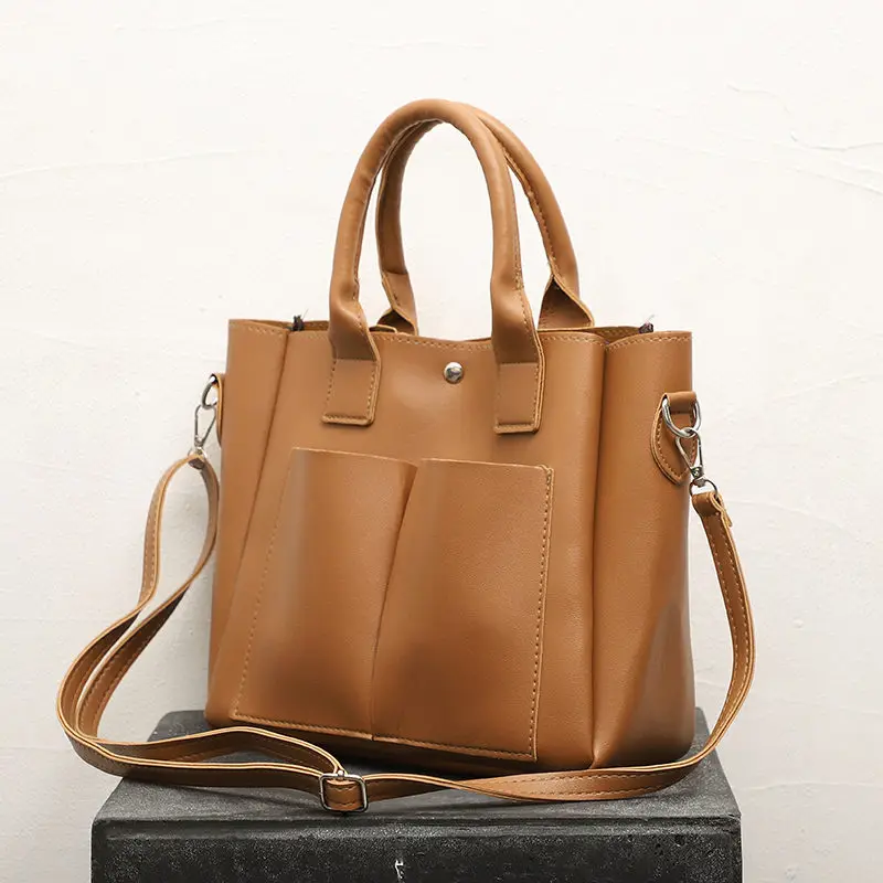 

Vintage Simple Multifuction Ladies Crossbody Bags Large Capacity PU Leather Design Women Handbags Leisure New Girls Shoulder Bag