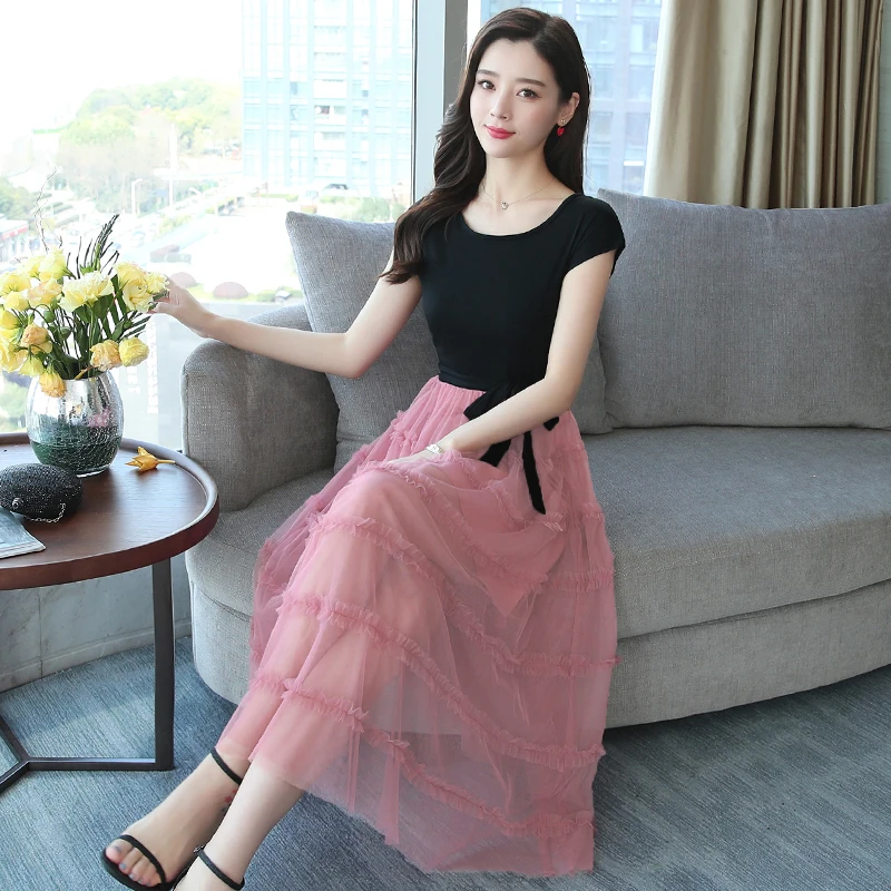 Summer Women Shirt Dress Long Elegant Office Lady Formal Midi Fake Two-piece Dress Suit Vintage Casual Korean Runway Vestidos