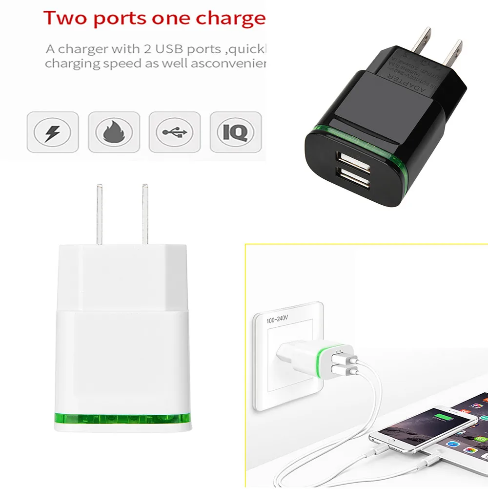 

OMESHIN 2 USB Ports Charger for iPhone for Samung Light LED US Plug 5V 4A Wal DropshippingYE1.23