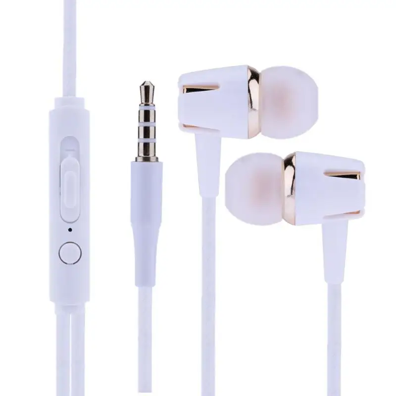 

New Microphone Headphone Fashion Men Women Headset Universal Plating In-ear Stereo Earphone Headphone Headset For IOS Android