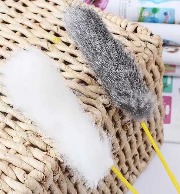 5pcs Created Pet Products Natural Cat Toy Real Rabbit Fur Toy For Cat 2