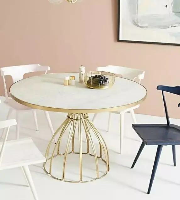 Луи Мода кафе столы скандинавские мраморные железные Золотые круглые журнальные переговоров