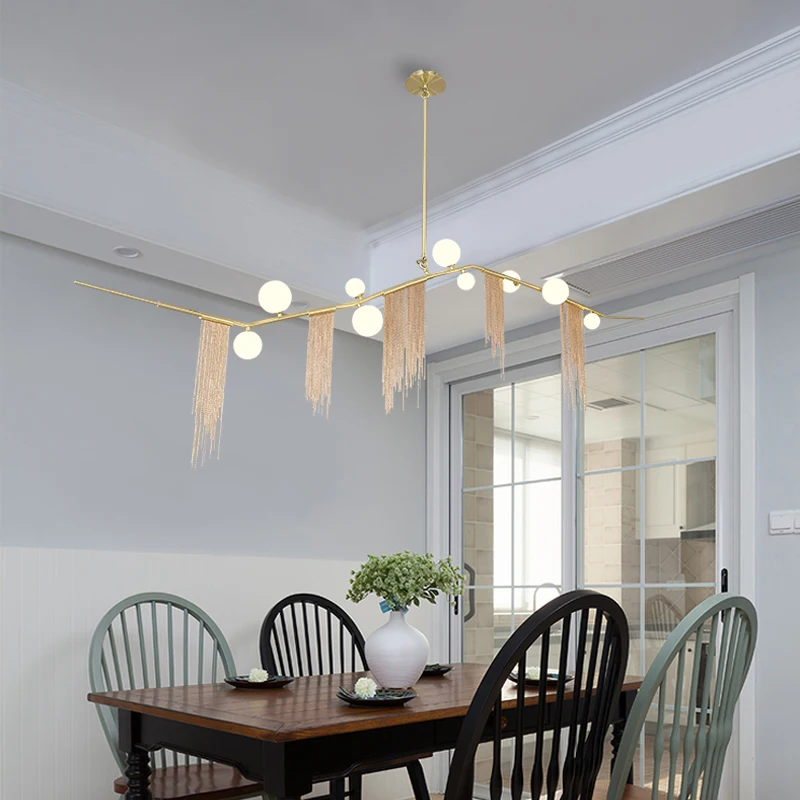 

2019 New Design Stylish Gold-Plated Aluminum Chain Pendant Light G9 Led Lamp For Living Room Villa Dinning Room Foryer Lights