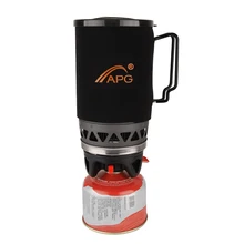 Portable 1400ml Cooking System Outdoor Hiking Camping Stove Heat Exchanger Pot Propane Gas Burners