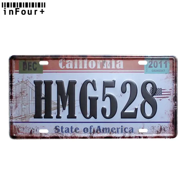 Online Shop California Hmg528 Metal Car License Plate Vintage Home