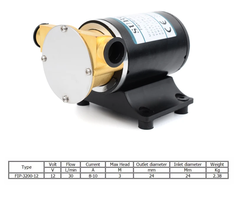 Boat Marine DC 12V Engine Cooling Pump 7.9GPM Deck Wash Pump 10FT Bilge