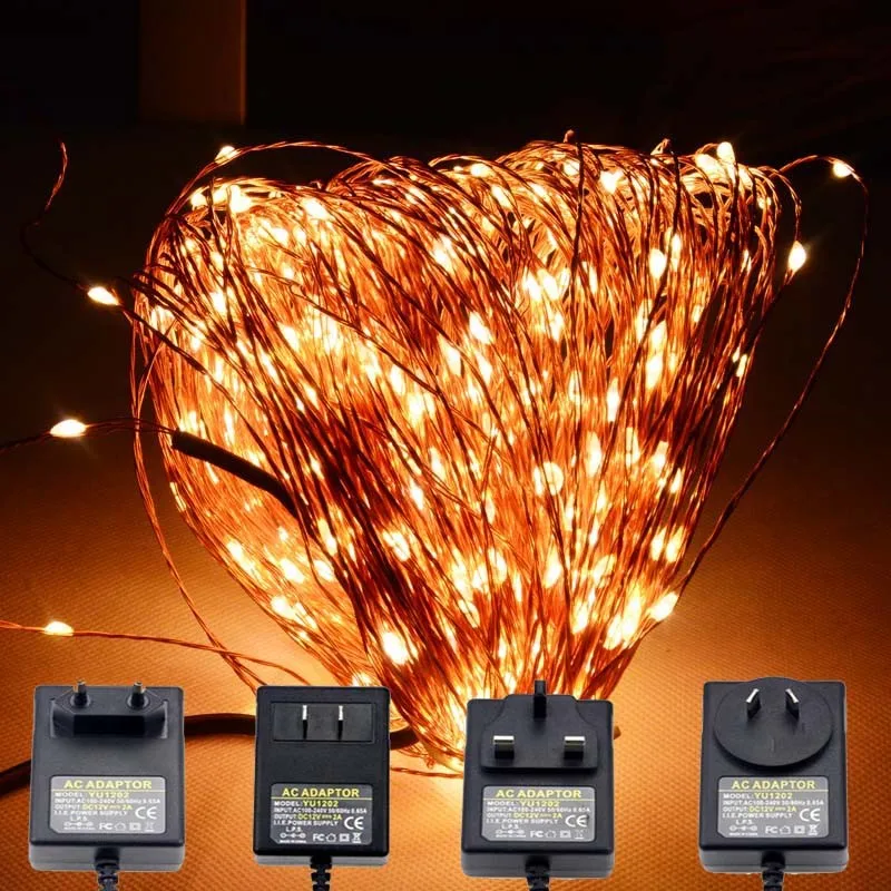 High-Quanlity-50M-500-LED-Copper-Wire-Fairy-Xmas-Wedding-Festival-String-Lights-Power-Adapter