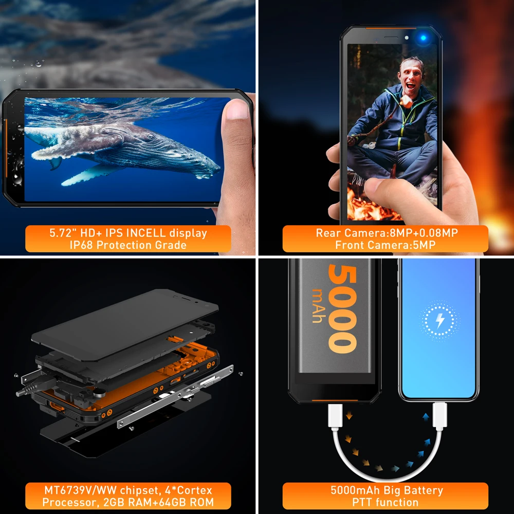 LEAGOO XRover C IP68 NFC OTG отпечатков пальцев Face ID 4G 5,7" ips смартфон 5000 mAh 2 GB 16 GB 13MP двойной сзади камеры мобильного телефона