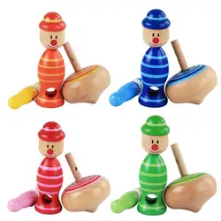 1 шт. детская деревянная игра игрушки клоун Прядильный механизм с строка/дети ребенка тянуть Прядильный механизм игрушка с 4 цвета