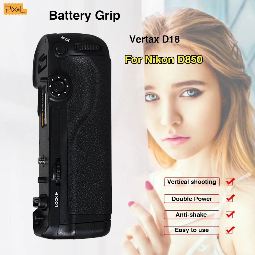 Pixel Vertax D18 Батарейная ручка для Nikon D850 Вертикальная съемка двойная клипса Макро
