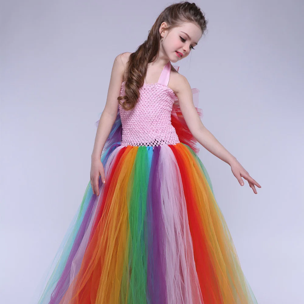Kids dresses for girls rainbow dresses for party and wedding 2018 kids