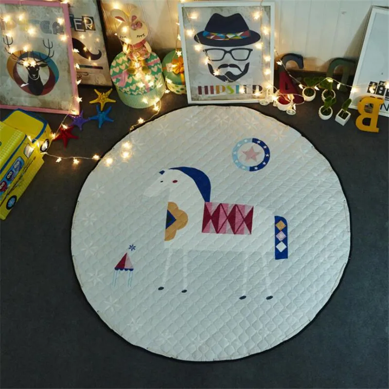 Мультфильм лиса Капитан Америка 150 см круглый ковер для детской комнаты анти-скольжения напольный коврик Пикник одеяло детские игровой коврик сумка для хранения