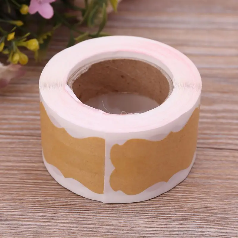 300 шт. винтажная пустая натуральная крафт наклейка для запечатывания рулон