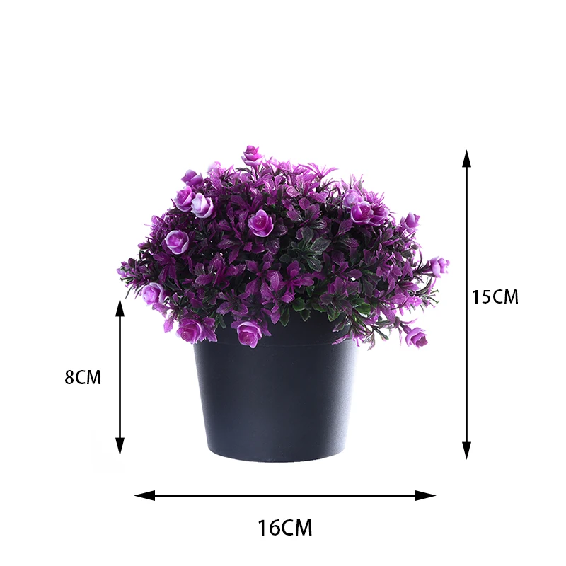 UK Artificial Flower Plant Home Decoration Lovely Potted Bonsai Flowers Decor Y1