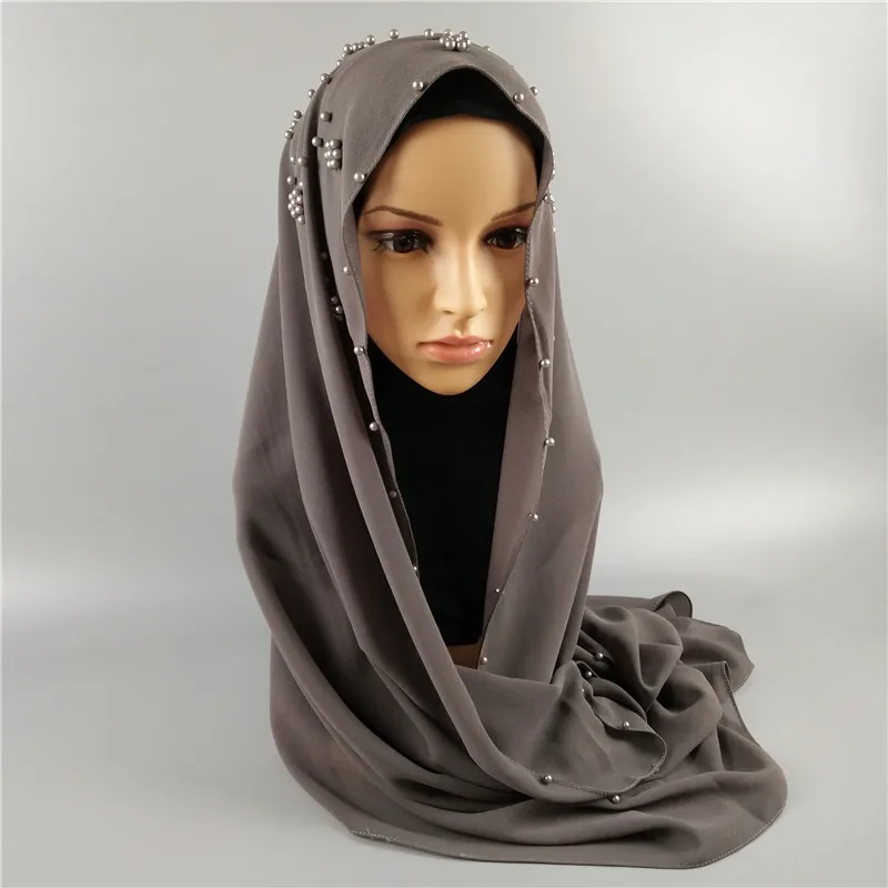 K26 высокое качество жемчужная бусинка-пузырь chriffon обруч хиджаб платок шарф 180*75 см, можно выбрать цвет