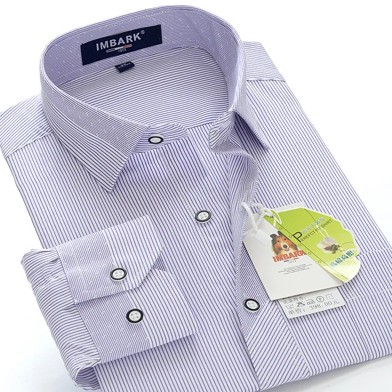 Новое поступление комбинированная цена полосатый длинный рукав принт мода формальный высокое качество Мужская рубашка очень большой плюс